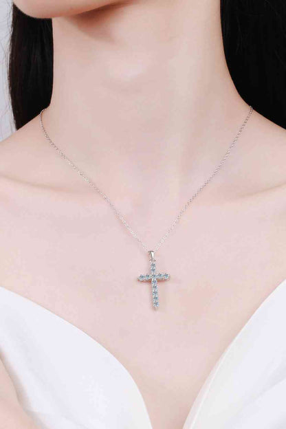 Adored 925 Sterling Silver Cross Moissanite Necklace - Drazelle  Store