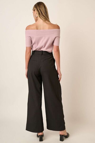 Mittoshop Deep Pleated High Waisted Wide Leg Pants - Drazelle Store