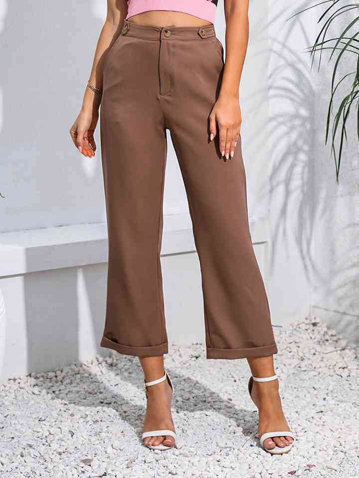 Cropped Straight Leg Pants - Drazelle Store