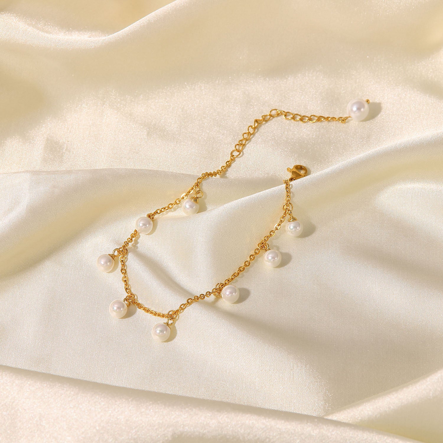 Pearl 18K Gold-Plated Charm Anklet - Drazelle Store