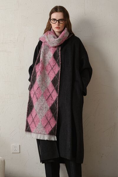 Fringe Argyle Polyester Scarf - Drazelle Store