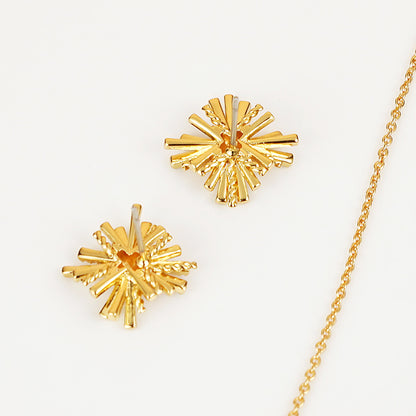 Starburst Gold-Plated Earrings and Necklace Set - Drazelle Store