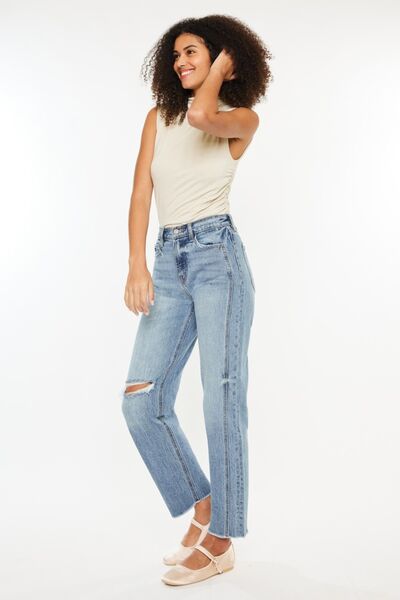 Kancan Ultra High Rise Distressed Straight Jeans - Drazelle Store