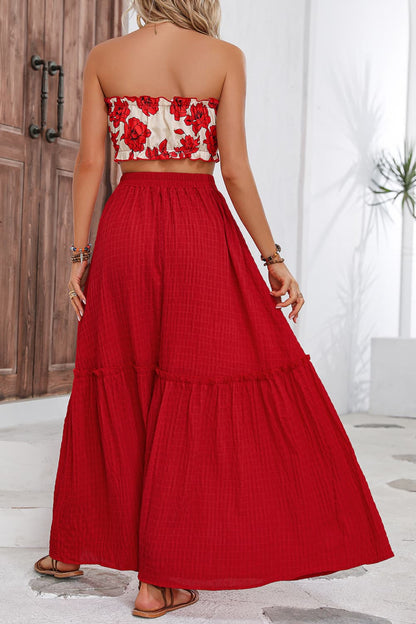 Honey Floral Tube Top and Maxi Skirt Set - Drazelle Store