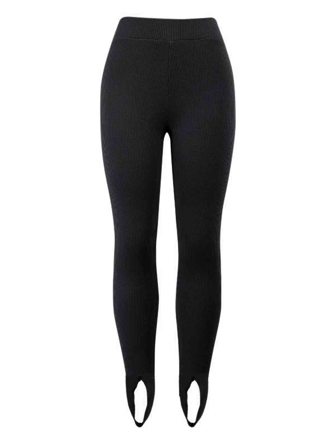 Ribbed Mid Waist Leggings - Drazelle Store