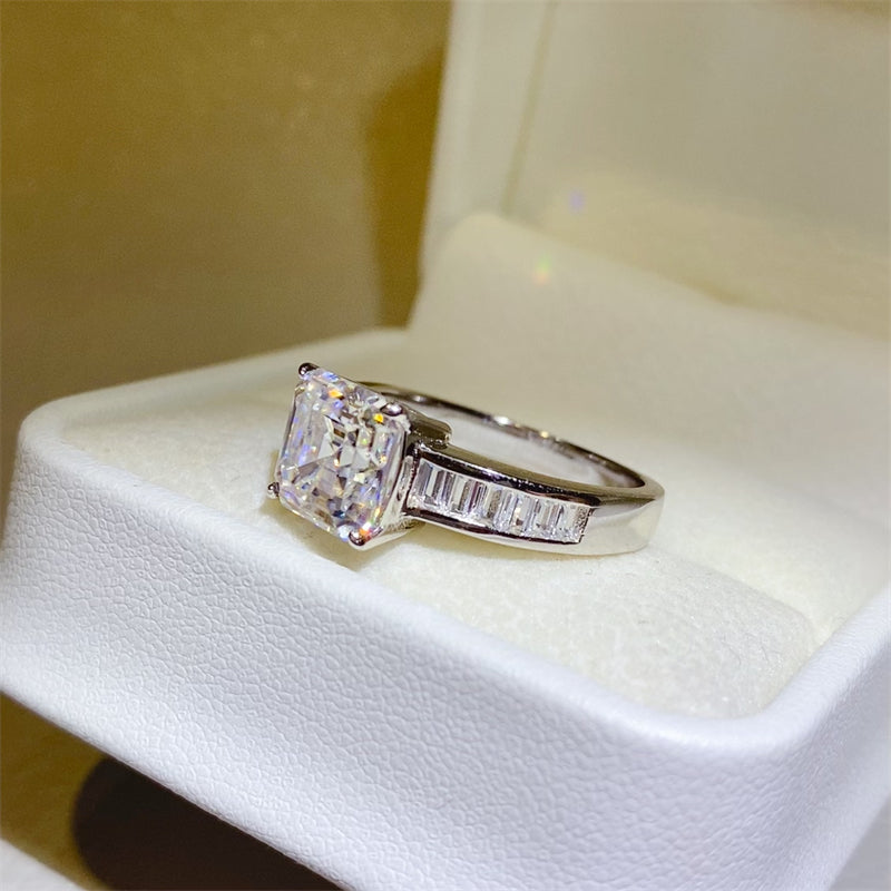 3 Carat Moissanite 925 Sterling Silver Square Shape Ring - Drazelle Store