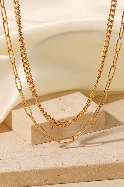 18K Gold Plated Layered Chain Necklace - Drazelle Store