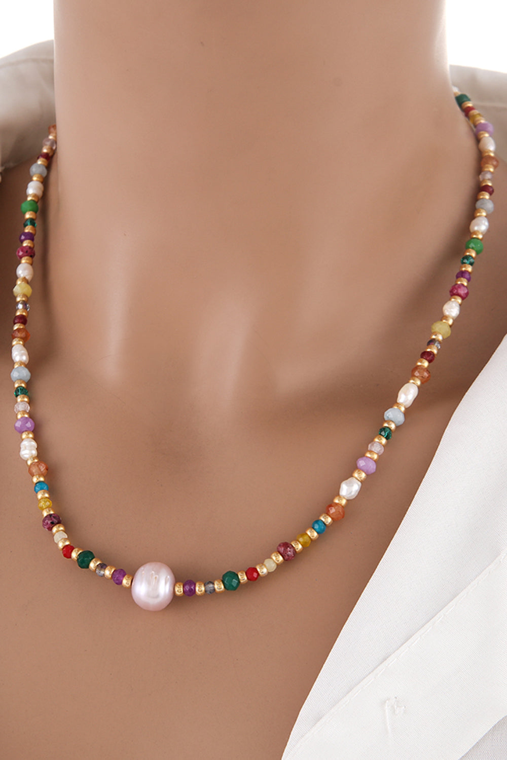 Multicolored Bead Necklace - Drazelle Store