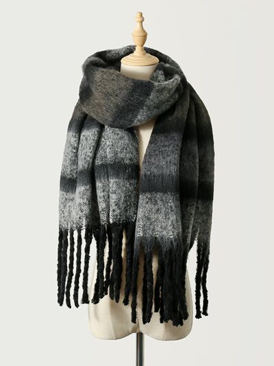 Fringe Color Block Polyester Scarf - Drazelle Store