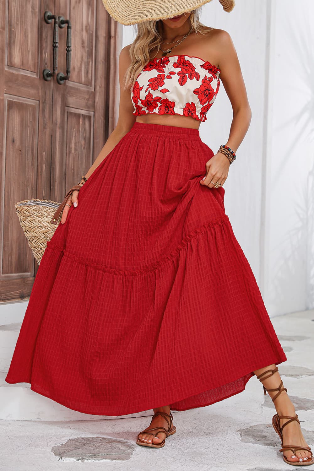 Honey Floral Tube Top and Maxi Skirt Set - Drazelle Store