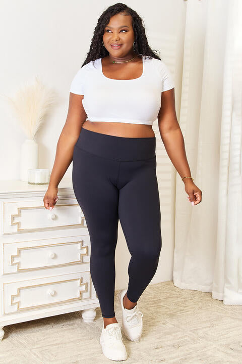 Double Take Wide Waistband Sports Leggings - Drazelle Store