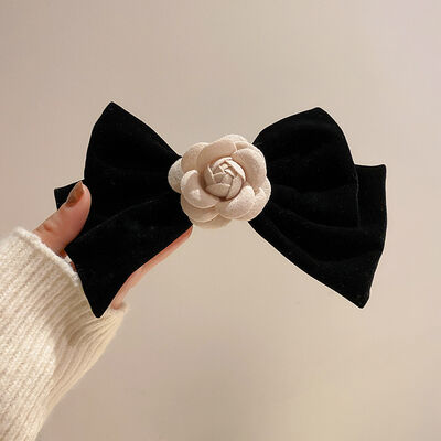 Rose Trim Bow Hair Clip - Drazelle Store