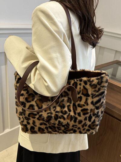 Leopard Fluff Tote Bag - Drazelle Store