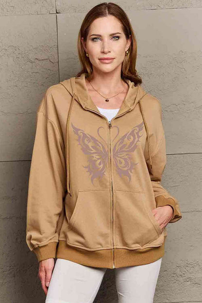 Simply Love Full Size Butterfly Graphic Hoodie - Drazelle Store