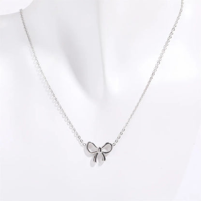 Titanium Steel Bow Pendant Necklace - Drazelle Store