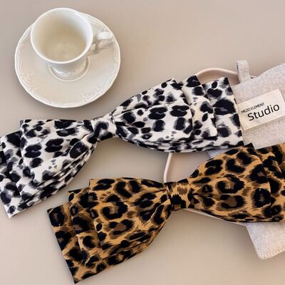 2 Piece Leopard Bow Hair Clip - Drazelle Store