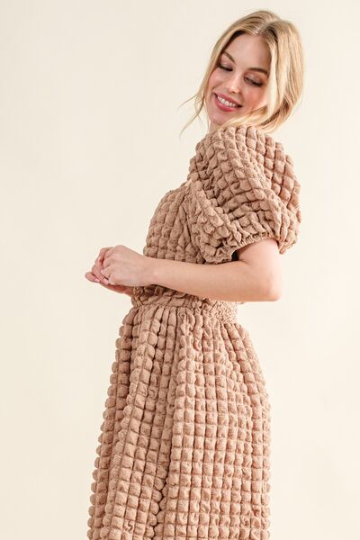 And The Why Full Size Square Neck Puff Sleeve Dress - Drazelle Store