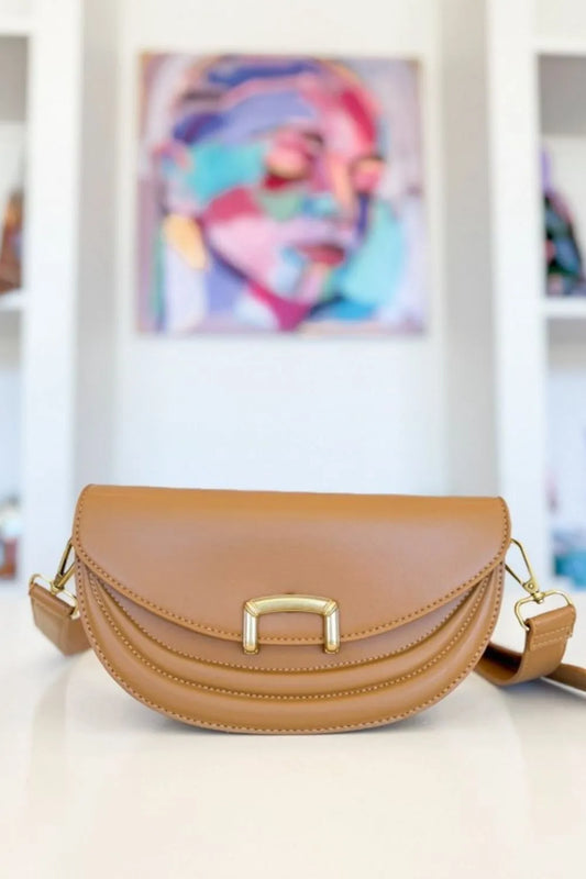 Fame Buckle Closure Crescent Crossbody Bag - Drazelle Store