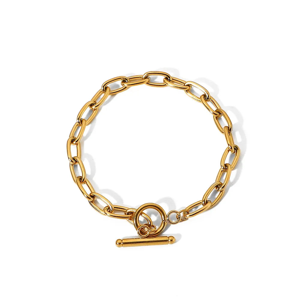 18K Gold-Plated Stainless Steel Toggle Chain Bracelet - Drazelle Store