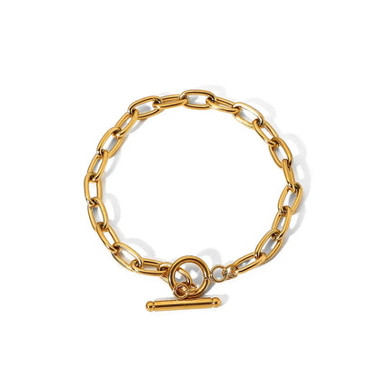 18K Gold-Plated Stainless Steel Toggle Chain Bracelet - Drazelle Store