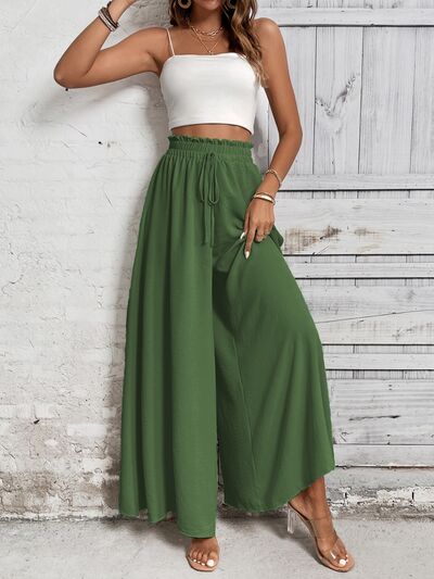 Honey Tied High Waist Wide Leg Pants - Drazelle Store