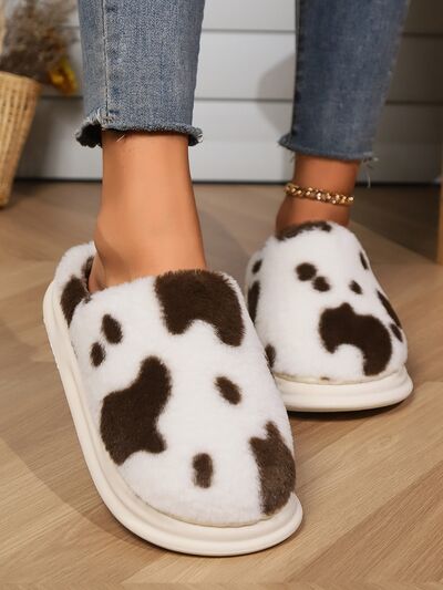 Animal Print Faux Fur Slippers - Drazelle Store