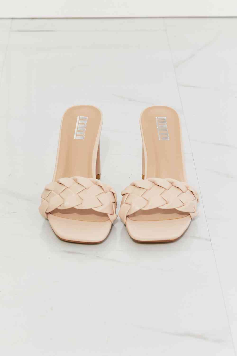 MMShoes Braided Block Heel Sandals in Beige - Drazelle Store