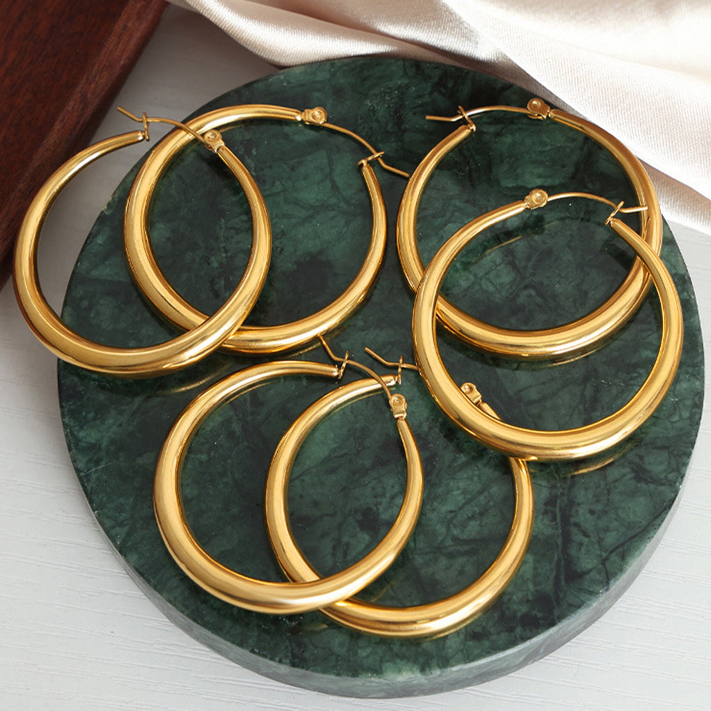 Gold-Plated Hoop Earrings-Drazelle Store