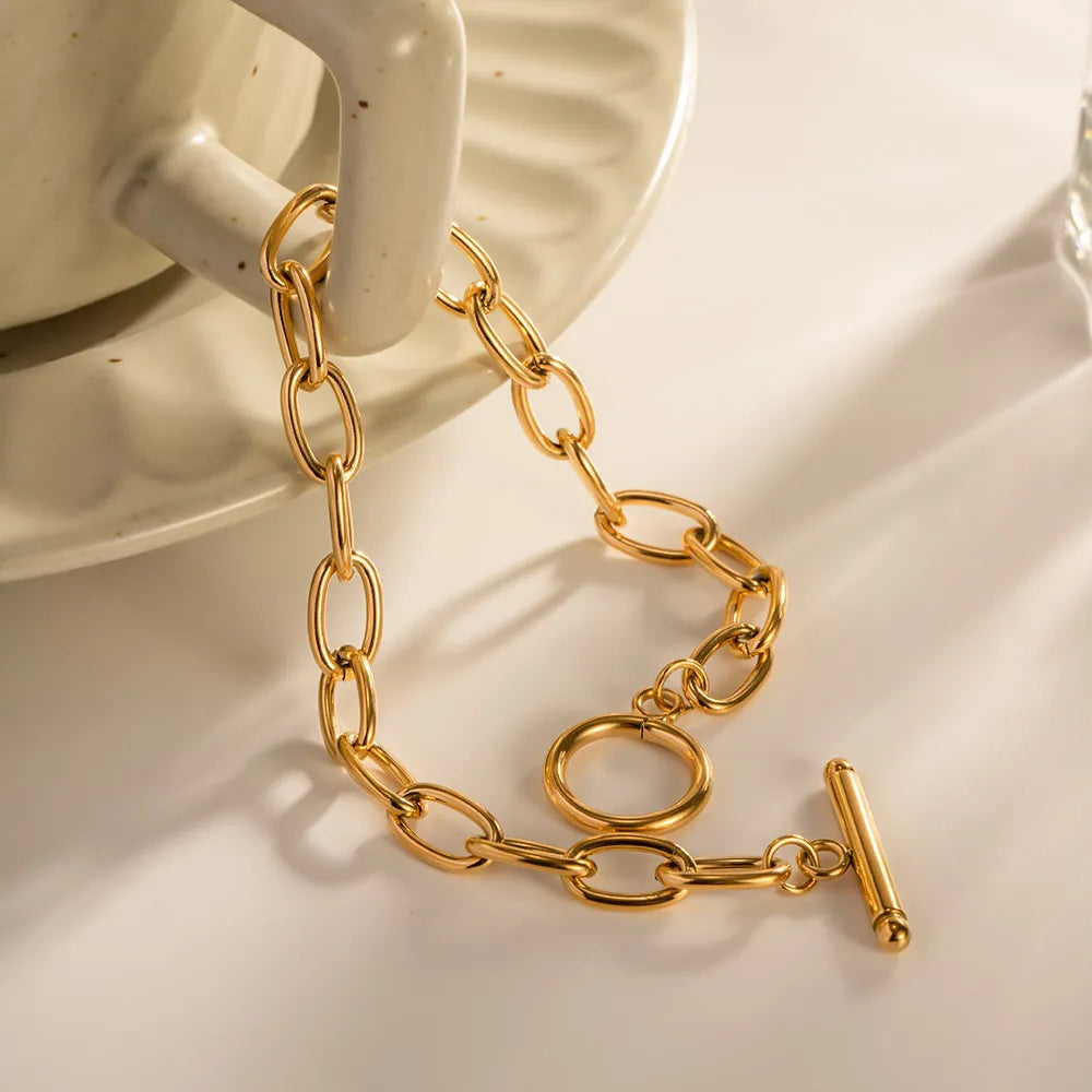 18K Gold-Plated Stainless Steel Toggle Chain Bracelet - Drazelle Store