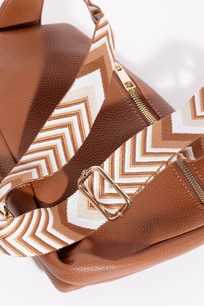 Fame PU Leather Chevron Strap Crossbody Bag - Drazelle Store