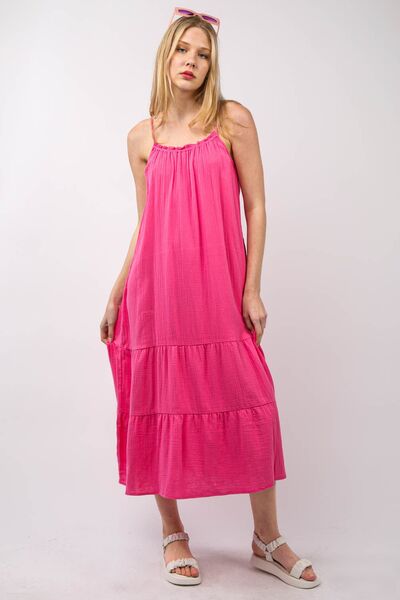 VERY J Ruffled A-Line Midi Cami Dress - Drazelle Store