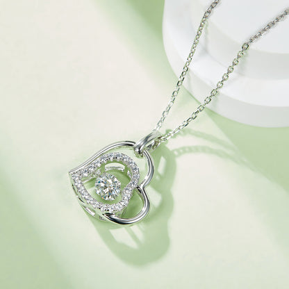 Moissanite 925 Sterling Silver Heart Necklace - Drazelle Store