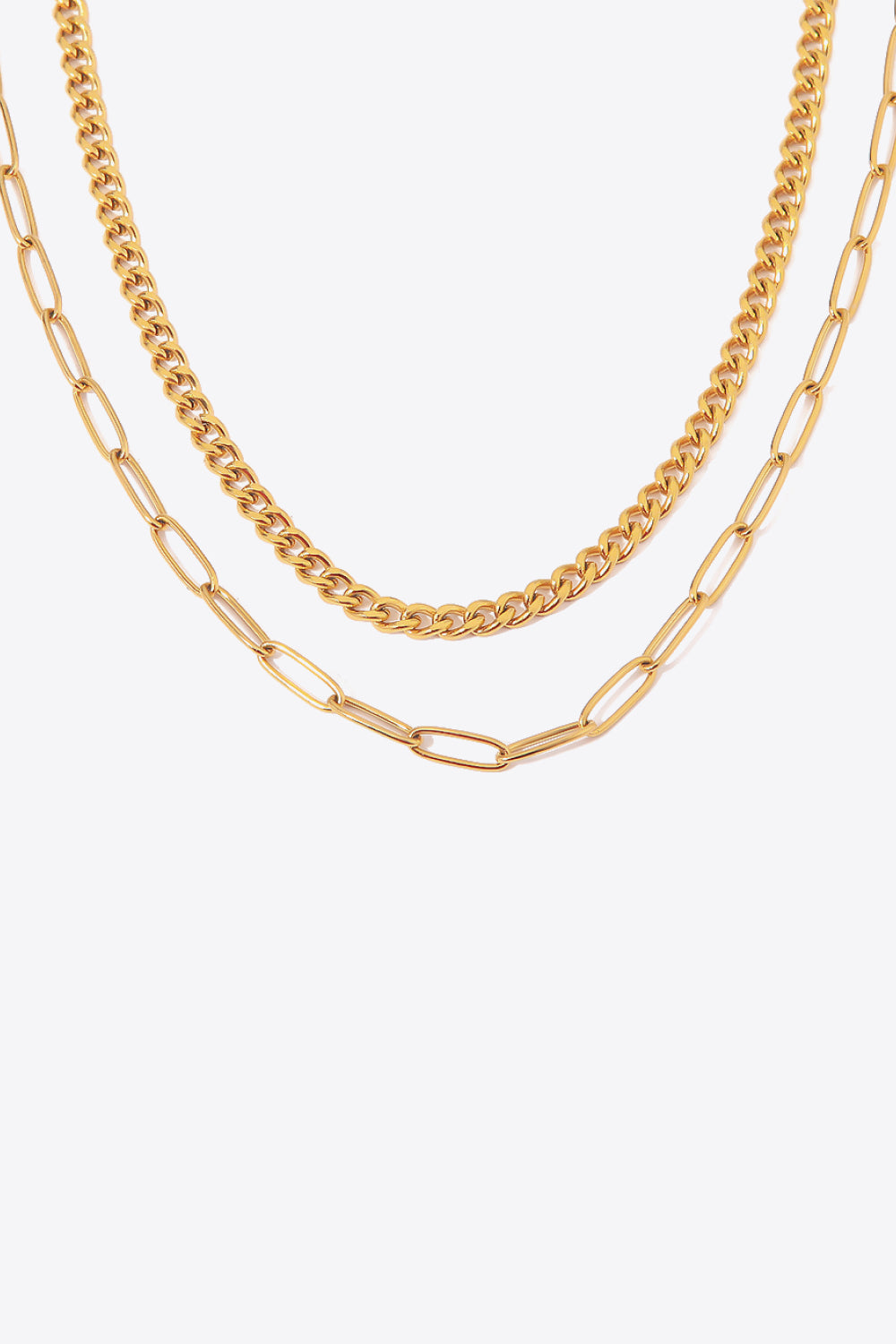 18K Gold Plated Layered Chain Necklace - Drazelle Store