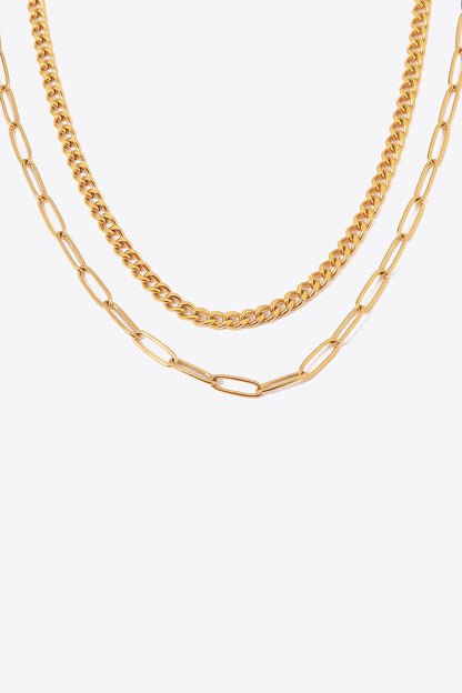 18K Gold Plated Layered Chain Necklace - Drazelle Store