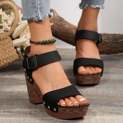 Peep Toe Block Heel Sandals - Drazelle Store