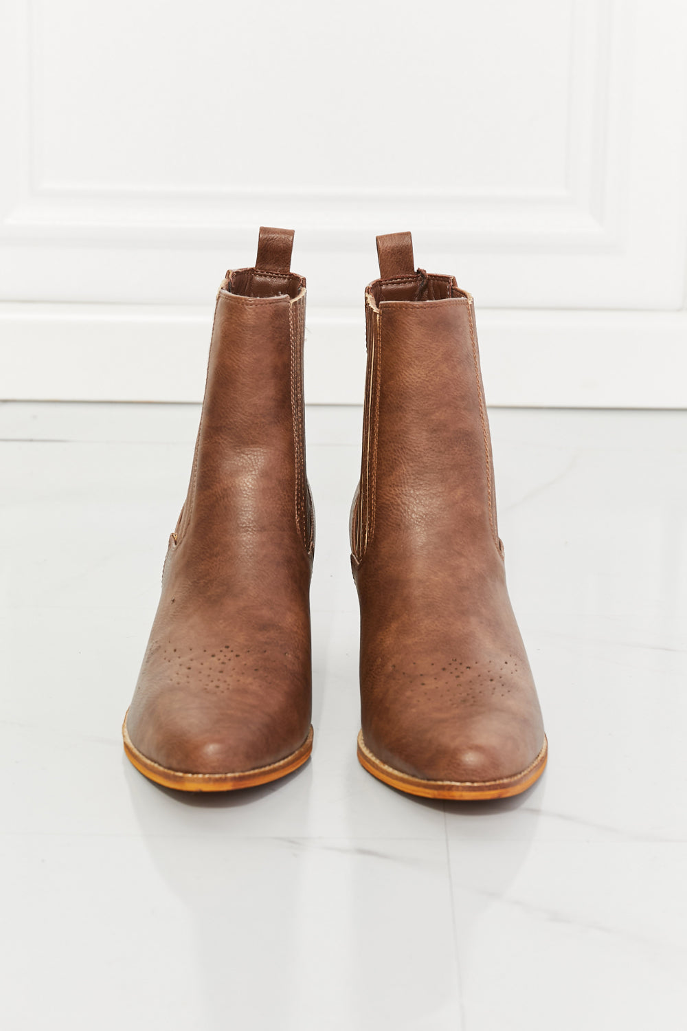 MM Shoes Love the Journey Stacked Heel Chelsea Boot in Chestnut - Drazelle Store