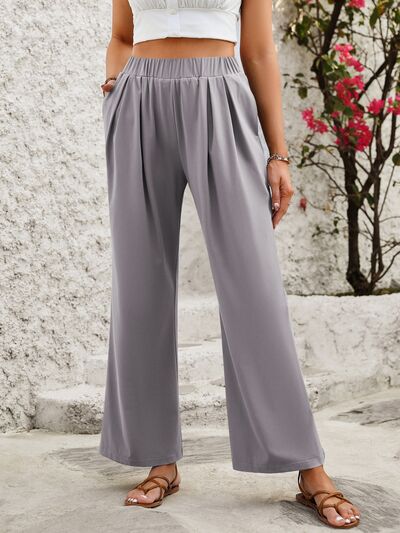 Elastic Waist Wide Leg Pants - Drazelle Store