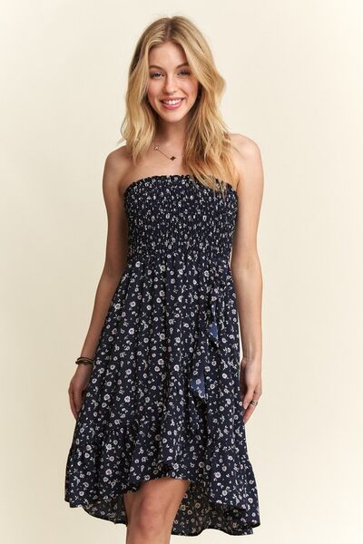 ADORA Smocked Floral Tube Dress with Pockets - Drazelle Store