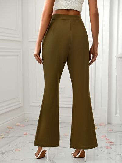 Slit Flare Pants with Pockets - Drazelle Store