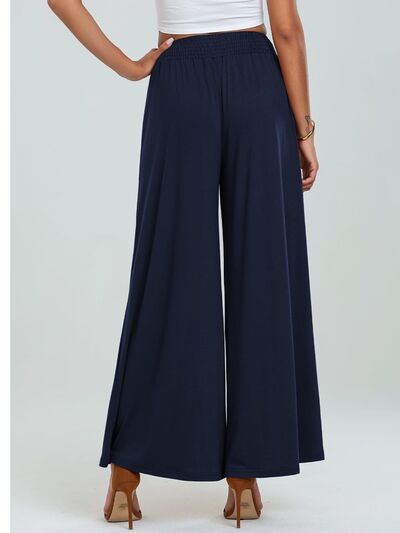 Pocketed Elastic Waist Wide Leg Pants - Drazelle Store