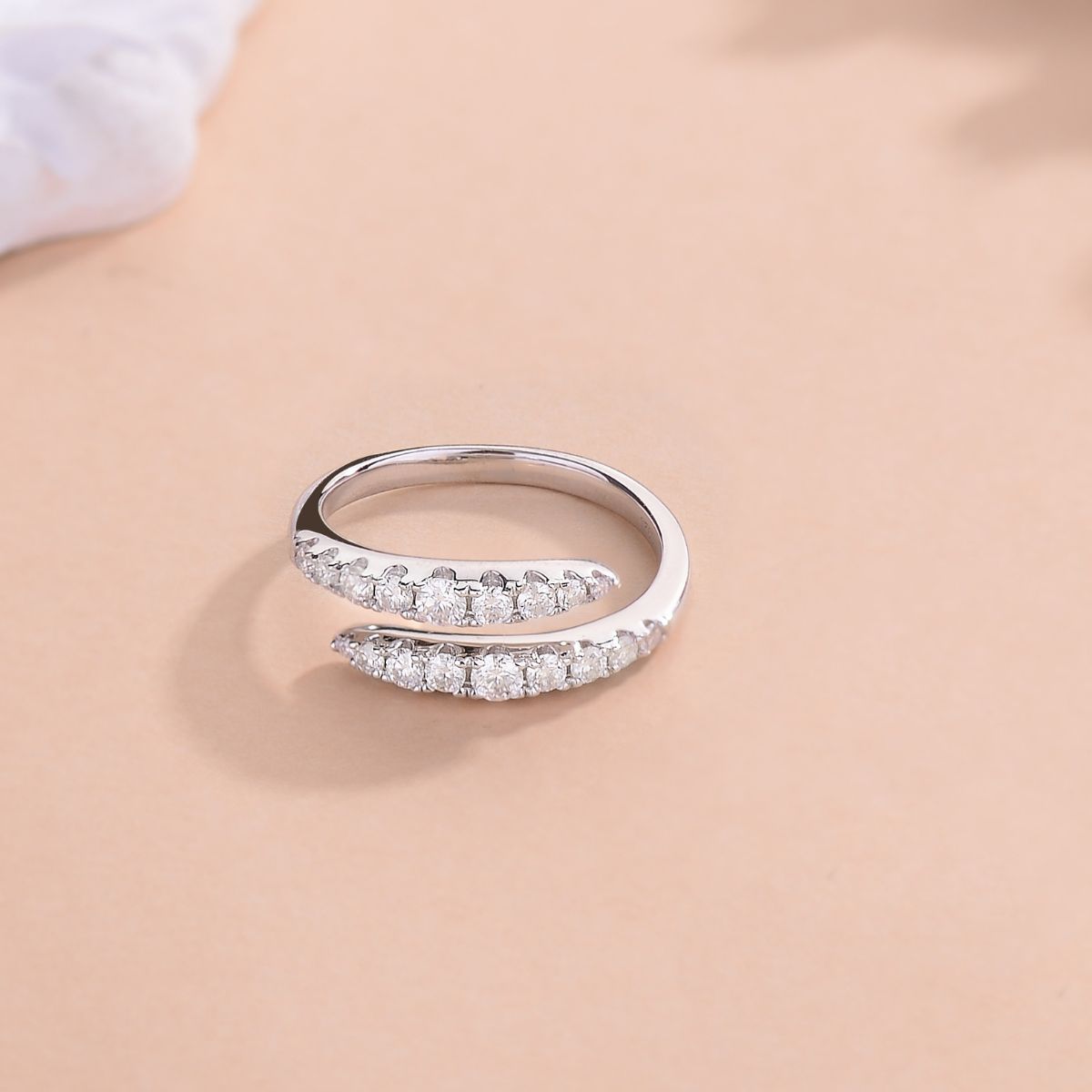 925 Sterling Silver Moissanite Bypass Ring - Drazelle Store