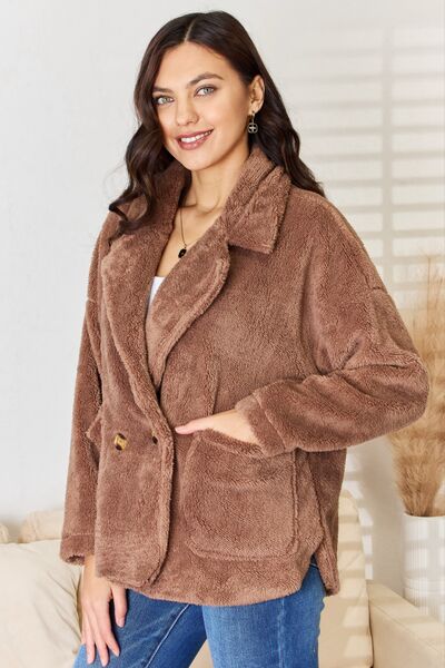 Culture Code Double Breasted Fuzzy Coat - Drazelle Store