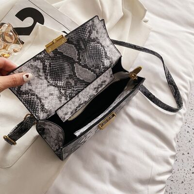 PU Leather Snakeskin Print Crossbody Bag - Drazelle Store