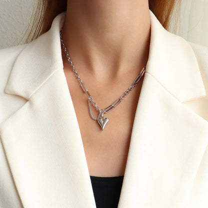 Titanium Steel Heart Pendant Necklace - Drazelle Store