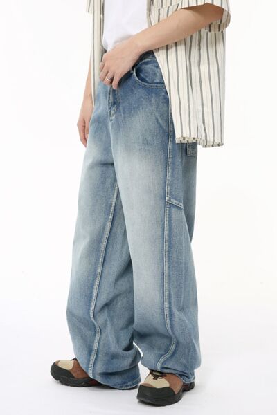 Mid Rise Wide Leg Jeans - Drazelle Store