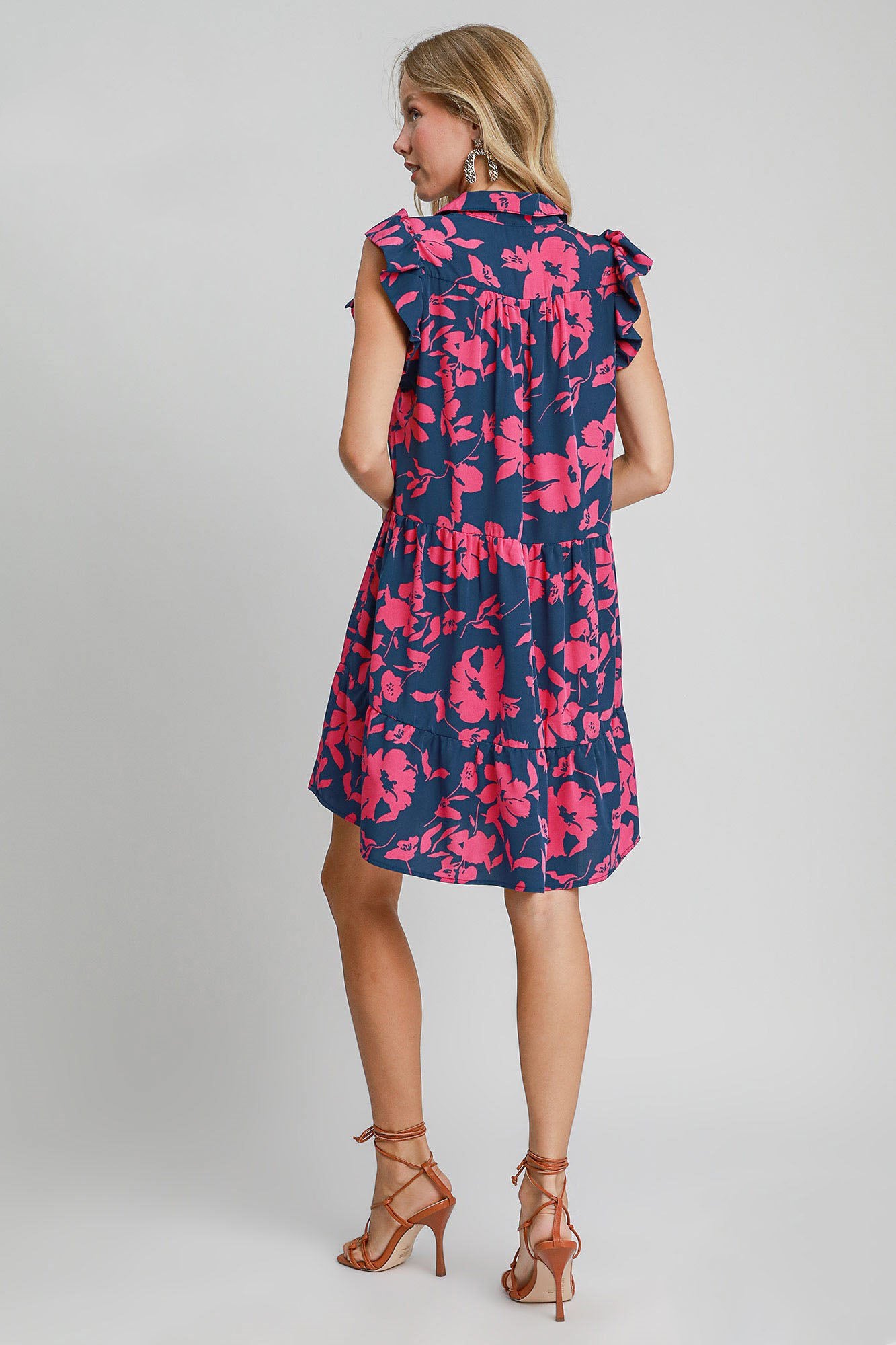 Floral Print Ruffle Cap Sleeve Tiered Dress - Drazelle Store