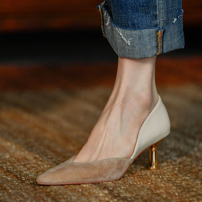 Women's Nude Autumn Pointed Toe Pumps - Drazelle Store