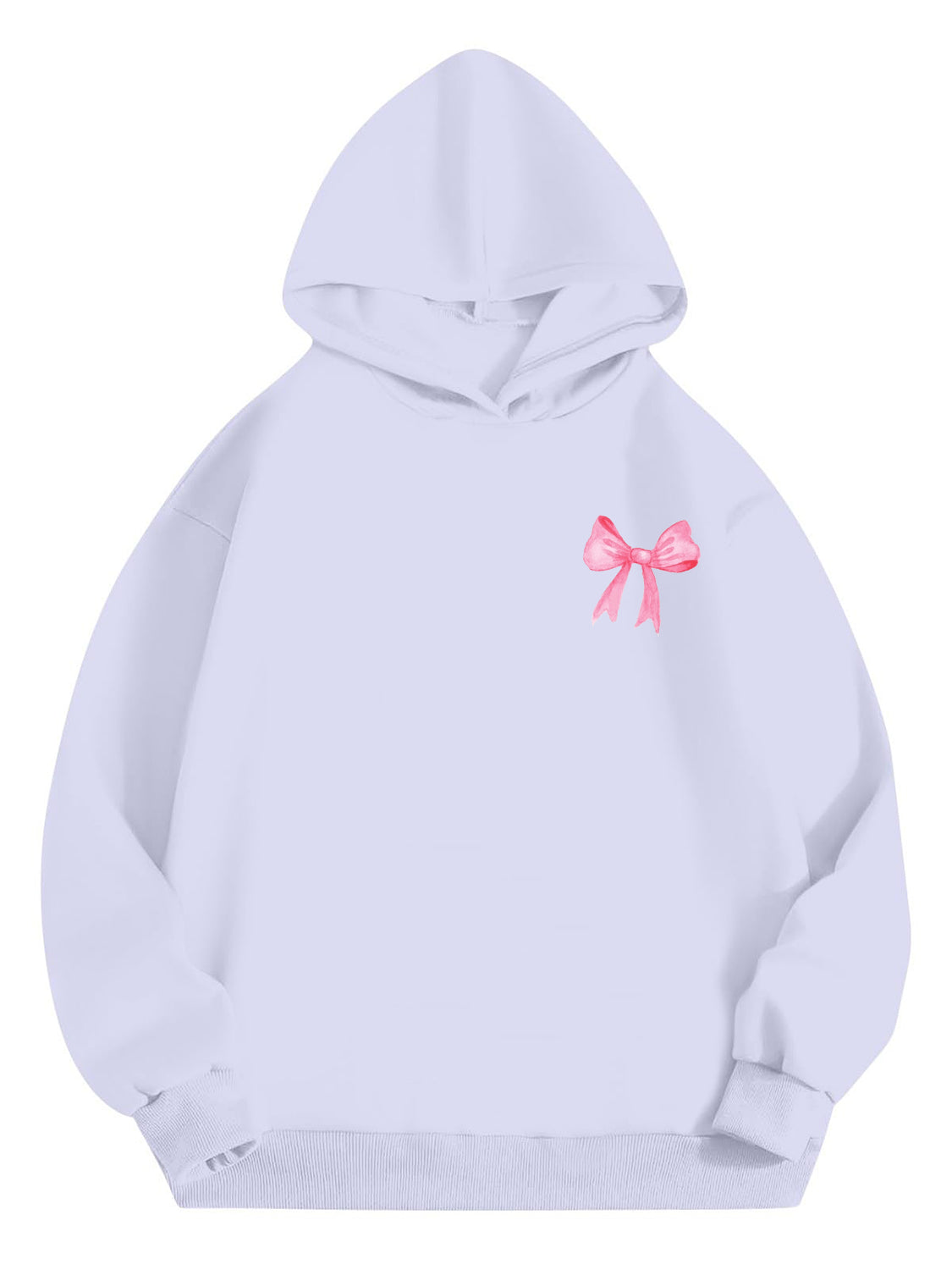 Bow Print Long Sleeve Hoodie - Drazelle Store