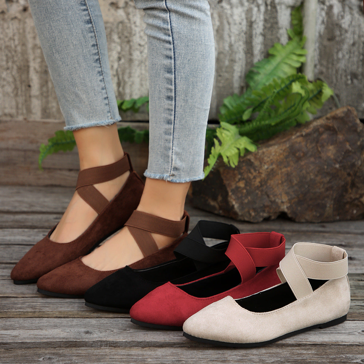 Crisscross Point Toe Flat Slip-Ons - Drazelle Store