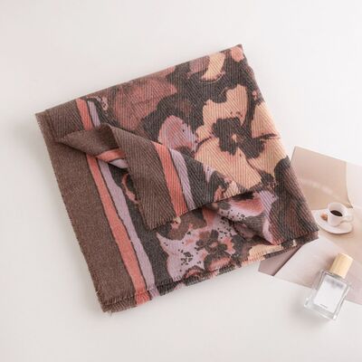 Printed Raw Hem Polyester Scarf - Drazelle Store